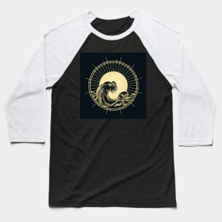 Golden Ocean Wave in Sunlight Circle Baseball T-Shirt